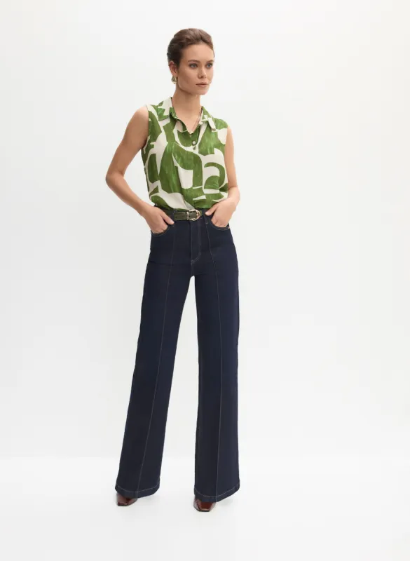 Geometric Print Blouse & Wide Leg Jeans sold by Melanie Lyne