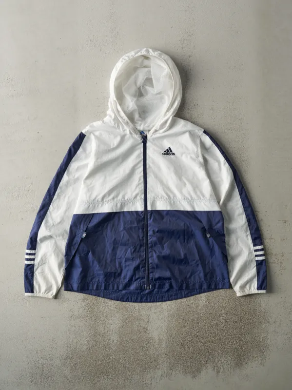 Vintage Y2K White, Navy & Green Adidas Zip Up Windbreaker (M