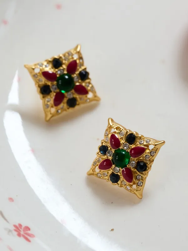 Macaron Vintage Red Green Earrings sold by Simple Retro