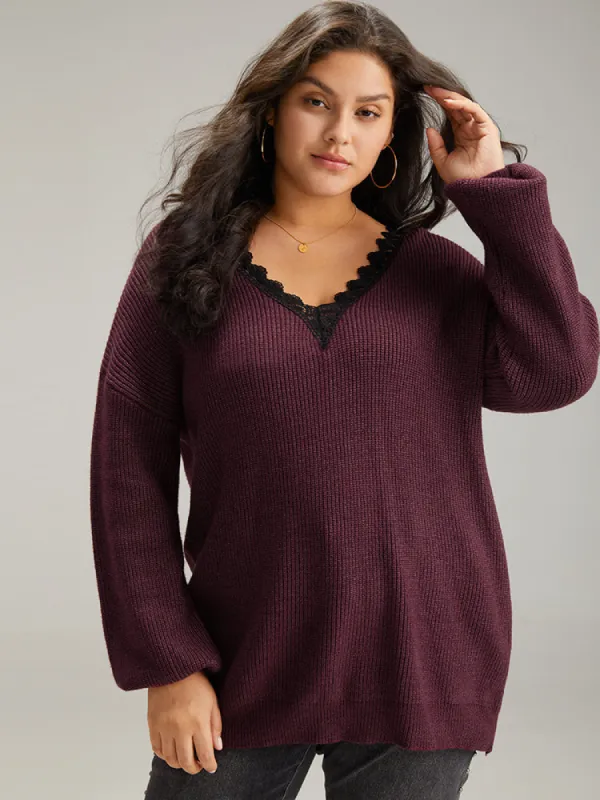 Supersoft Essentials Lace Insert Drop Shoulder Pullover sold by Bloomchic