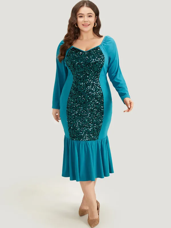 Halloween Sequin Patchwork Mermaid Hem Dress sold by Bloomchic