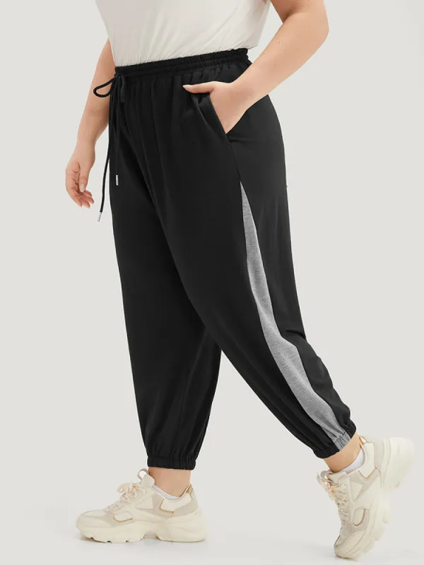 Patchwork Contrast Drawstring Sweatpant sold by Bloomchic