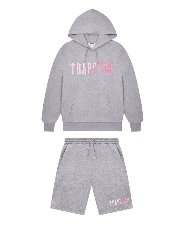 【TRAPSTAR LONDON】CHENILLE DECODED SHORTS SET セットアップ Trapstar London Decoded Chenille Hooded Shorts Set - Grey