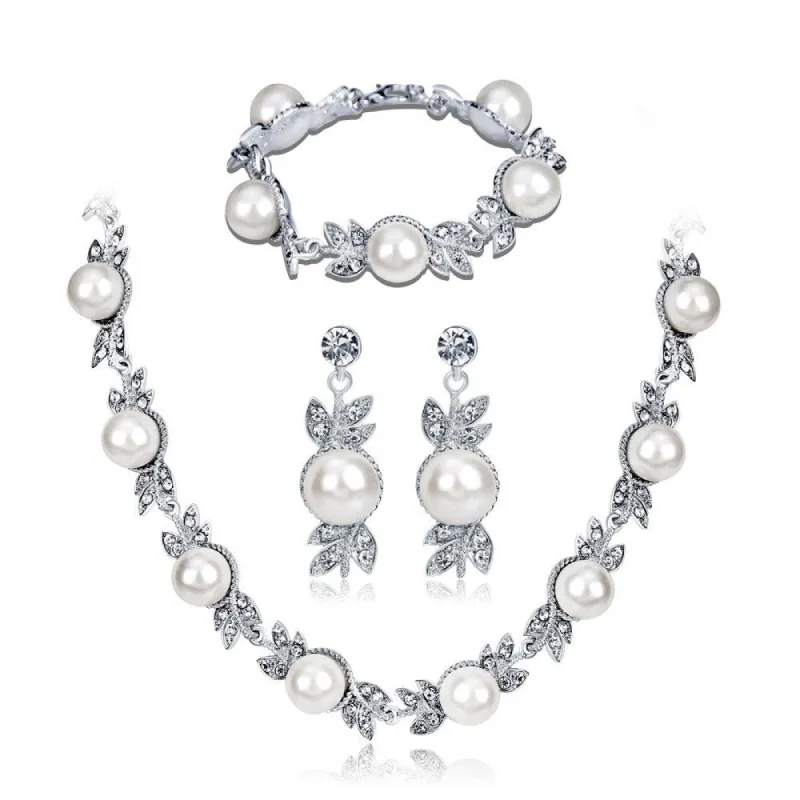 Bridal Necklace Wedding dress with Necklace Set Temperament Pearl set Bridal Necklace Earrings accessory set 563330085248 sold by Cocomelody