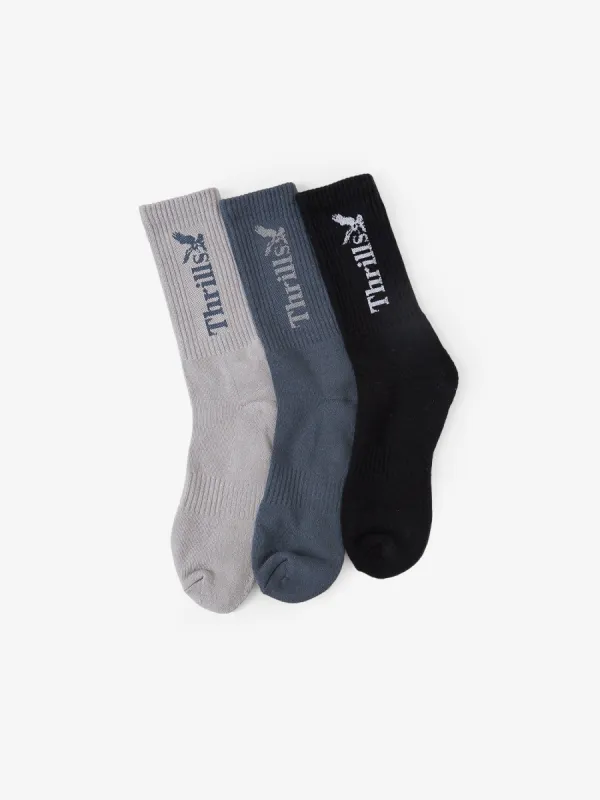 Thrills Workwear 3 Pack Sock - Alloy - Light Petrol - Black sold by Thrills