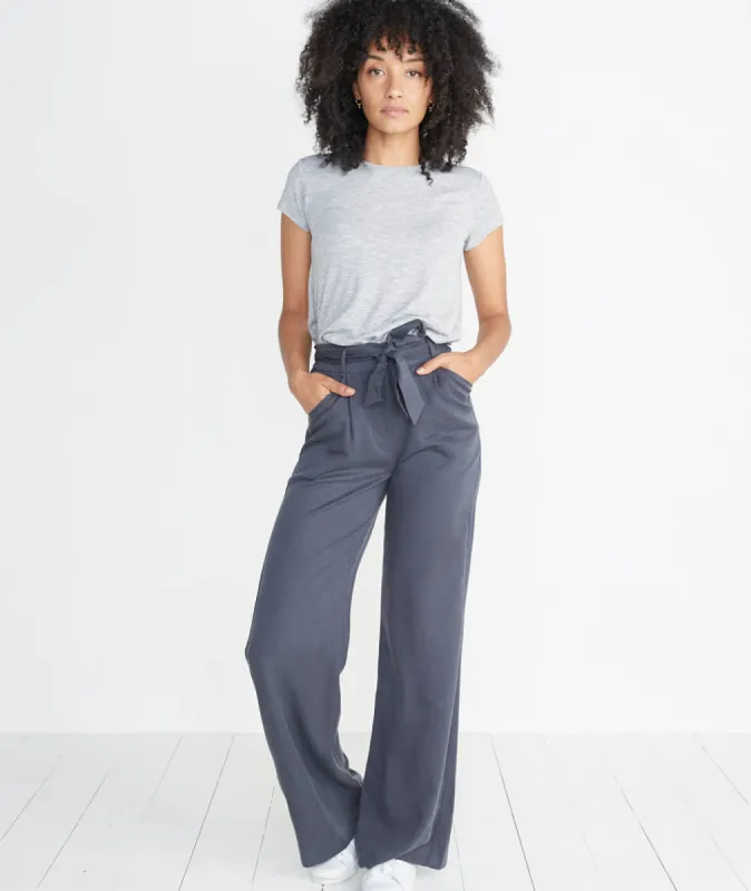 Ivy Wide Leg Pant in Faded Black sold by Marine Layer