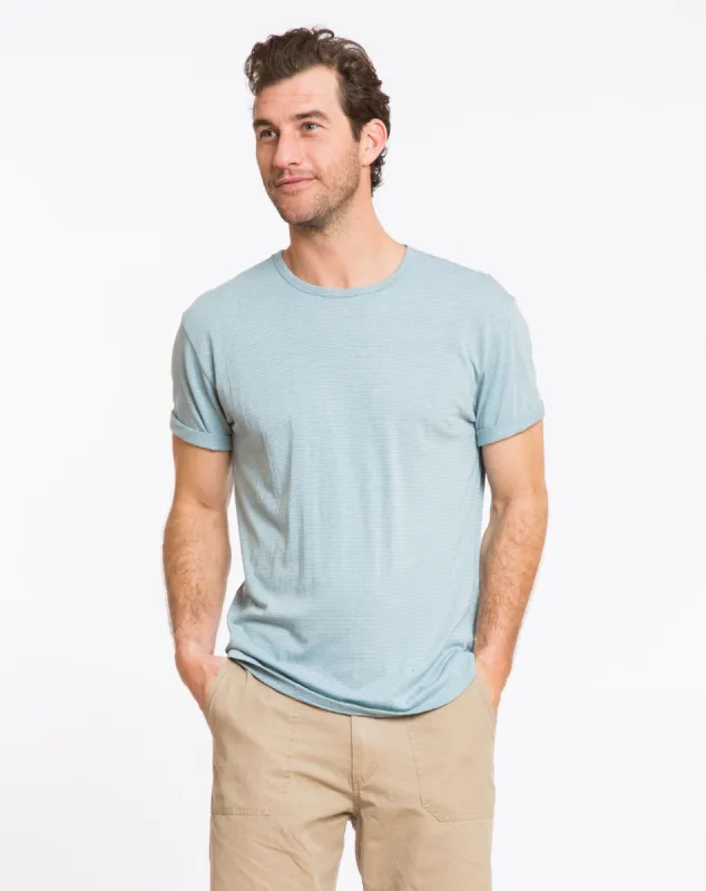Blaise Striped Crewneck - Stone Blue sold by Marine Layer