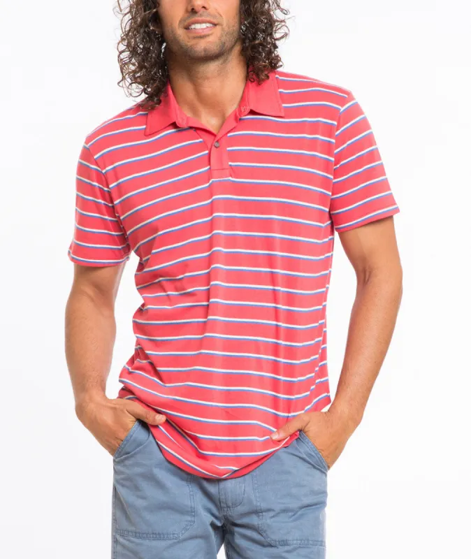 Benji Striped Polo - Red and Blue sold by Marine Layer
