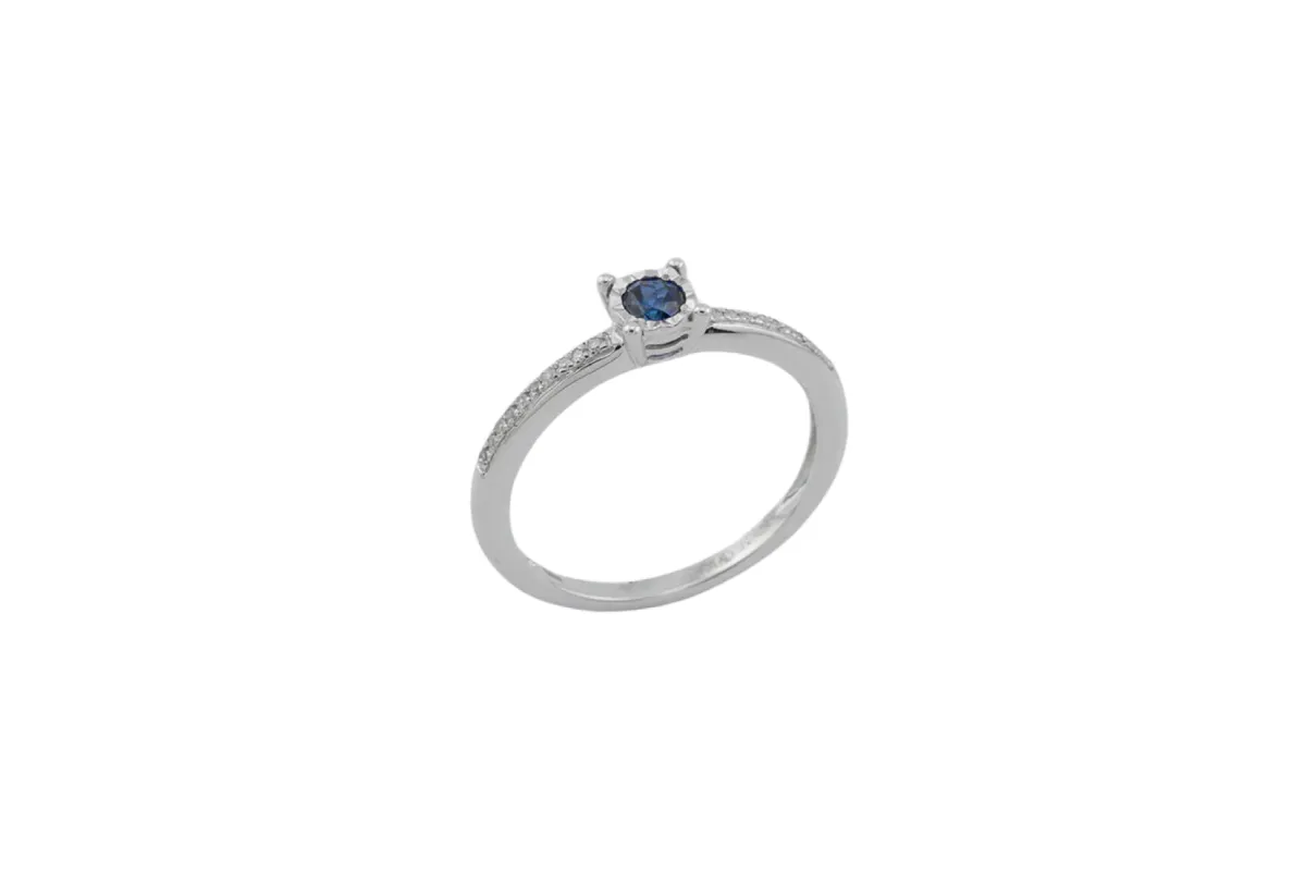 Bague en or blanc avec saphir et diamants sold by 58 Facettes