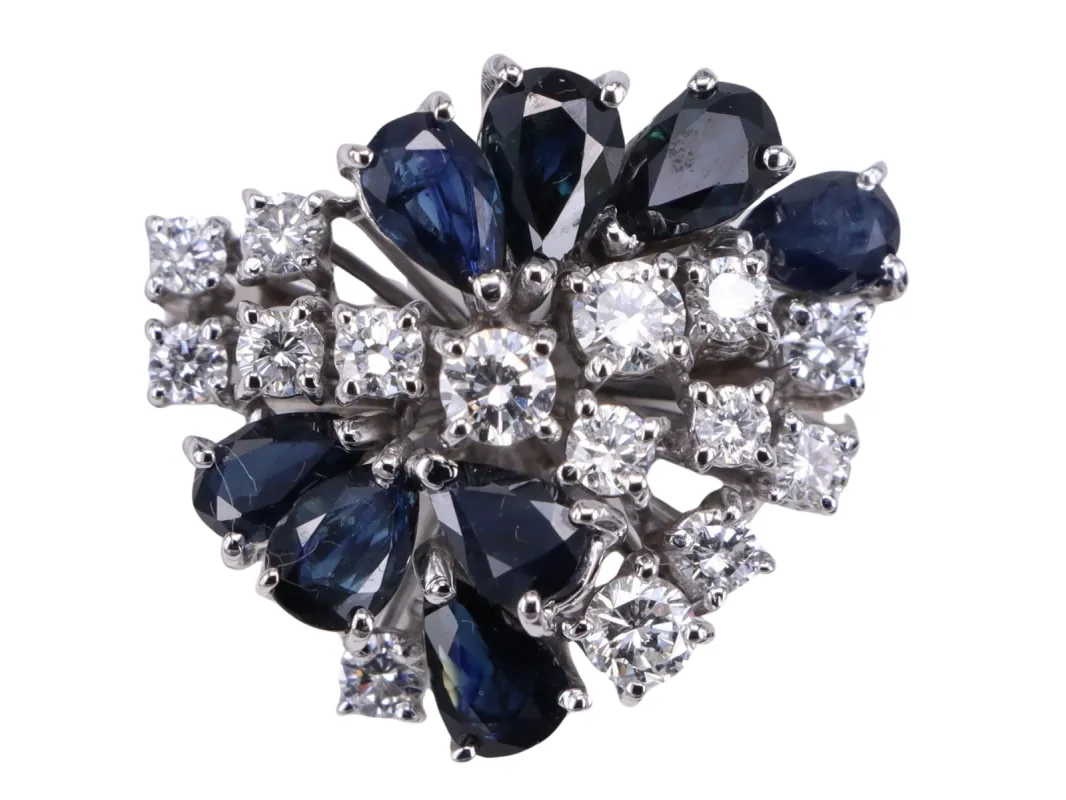 Bague Bouquet saphirs et diamants en or blanc sold by 58 Facettes