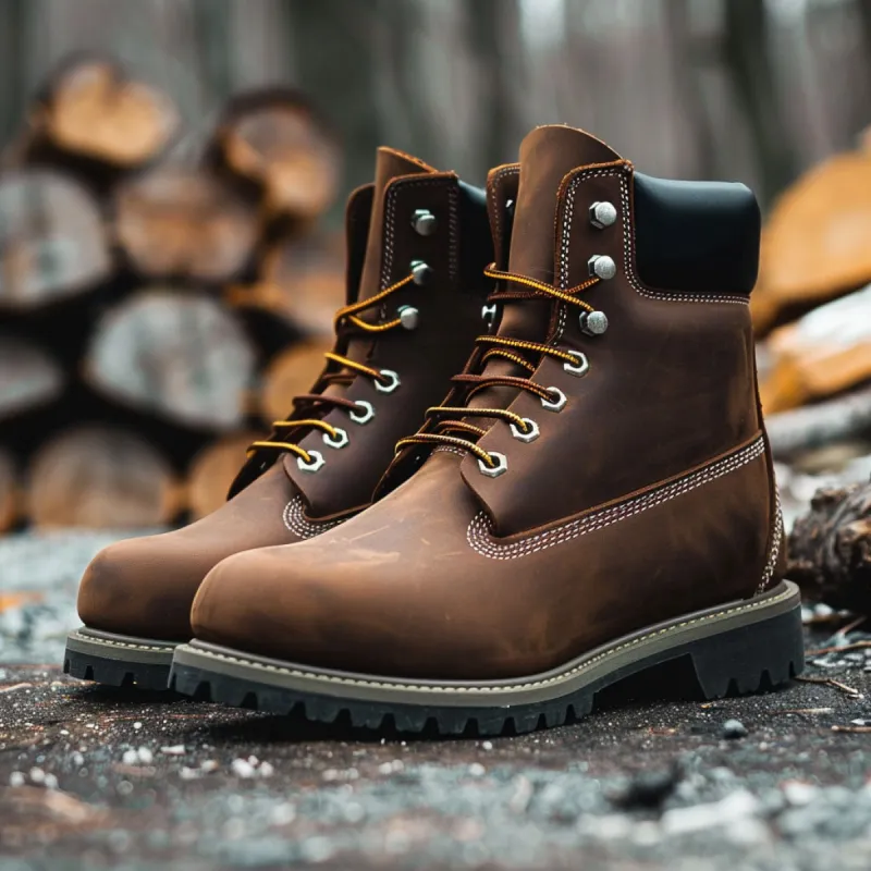 Brown Leather Amato Ankle Rugged Lace Up Combat Hiking Boots with Chunky Track Sole sold by Costoso Italiano