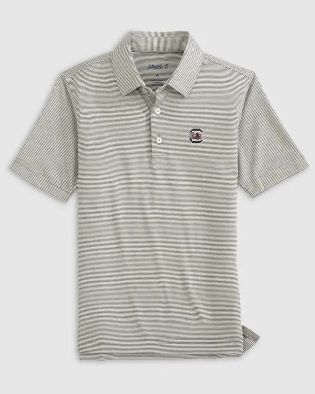 South Carolina Lyndonn Jr. Striped Jersey Performance Polo sold by Johnnie-O