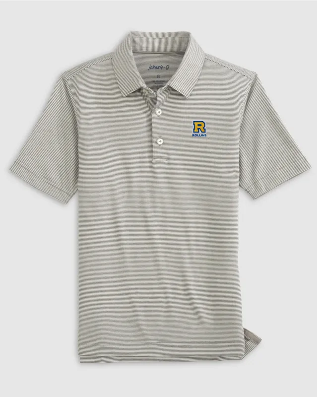 Rollins College Lyndonn Jr. Striped Jersey Performance Polo sold by Johnnie-O