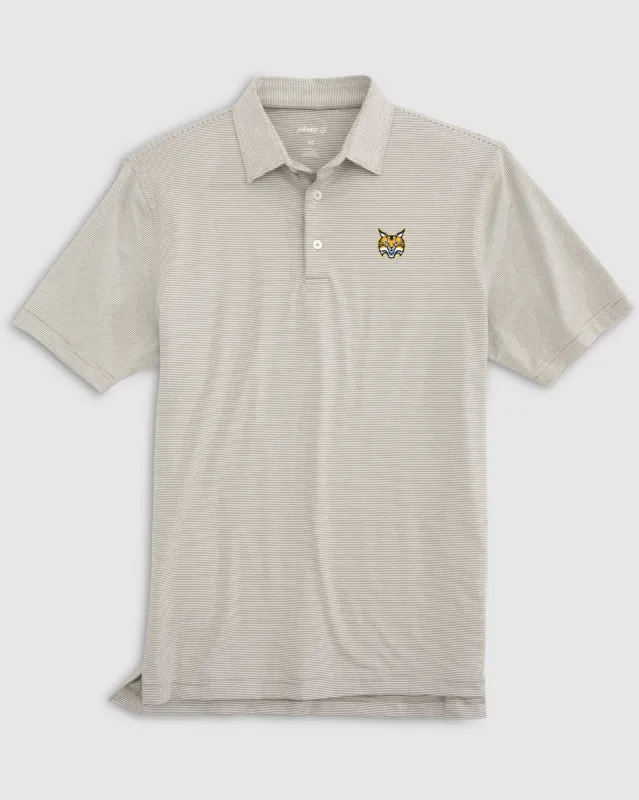 Quinnipiac Lyndon Jr. Striped Jersey Performance Polo sold by Johnnie-O