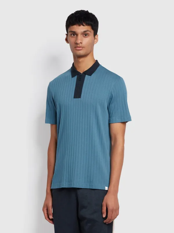 Gardiner Regular Fit Ribbed Polo Shirt In Saxe sold by Farah