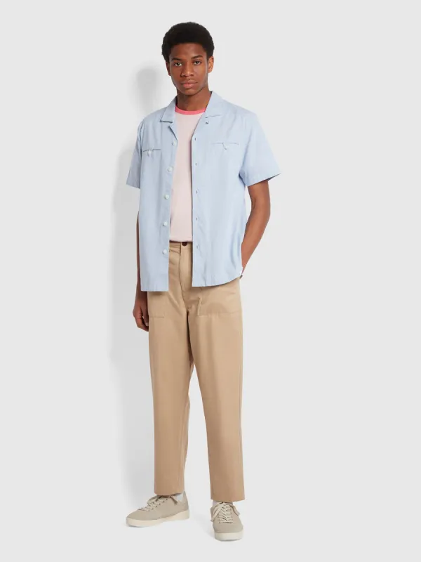 Hawtin Relaxed Tapered Fit Trousers In Light Sand sold by Farah