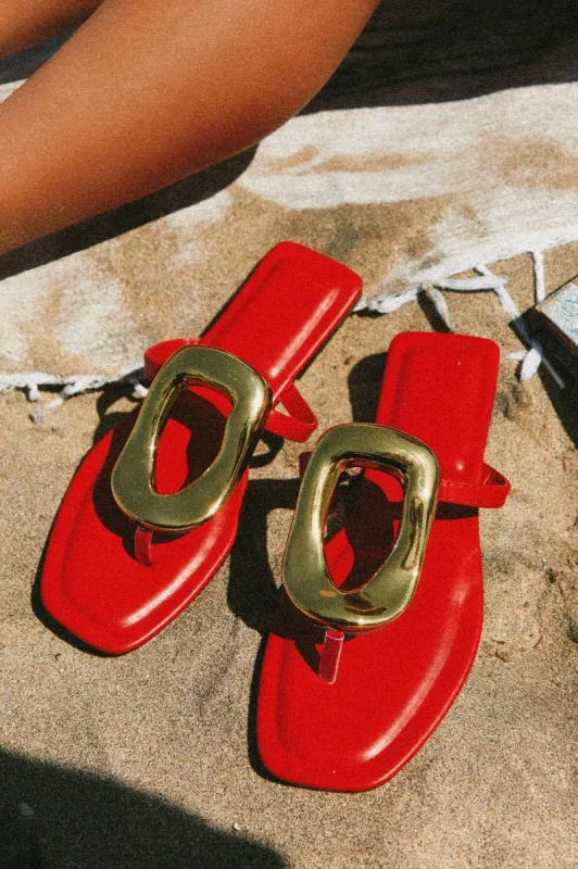 Adonna Slip On Thong Strap Sandals - Red sold by Miss Lola