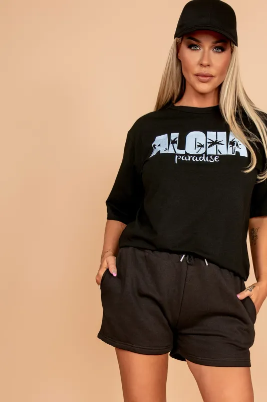 Luella Black 'Aloha Paradise' T-Shirt sold by Va Va Voom