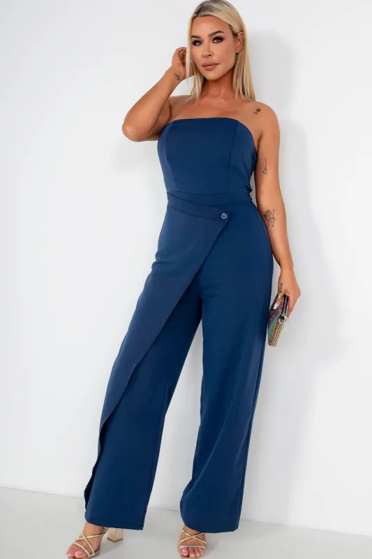 Floella Navy Bandeau Jumpsuit sold by Va Va Voom