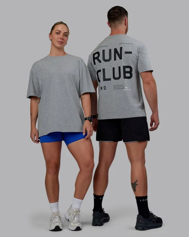 Love The Run FLXCotton Tee Oversize - Lt Grey Marl-Black sold by LSKD