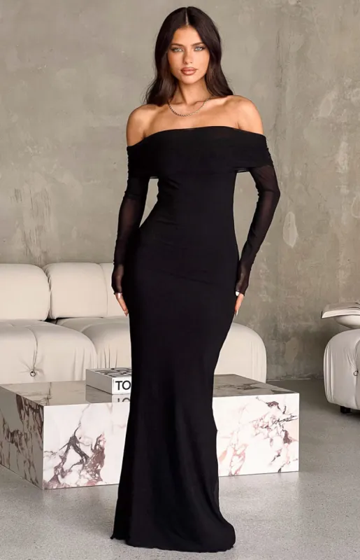 Coraline Black Long Sleeve Maxi Dress sold by Beginning Boutique