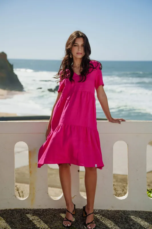 Linen Layer Dress Peacock Pink sold by Ivalo.com