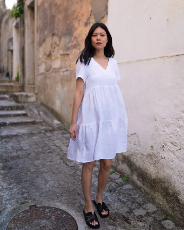 Linen Layer Dress Coconut Milk White sold by Ivalo.com