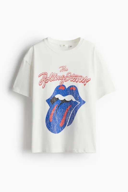 H & M - Oversized printed T-shirt - White sold by H&M