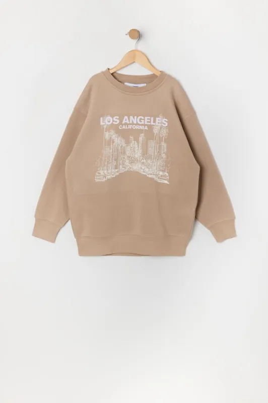 Girls Oversized LA Graphic Fleece Sweatshirt sold by Urban Planet