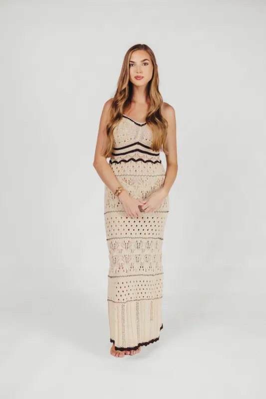 Everly Crochet Swim Cover Maxi Dress in Taupe sold by Worth Collective