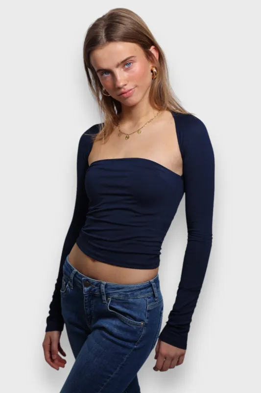 "Loua" top navy sold by Meet Me There