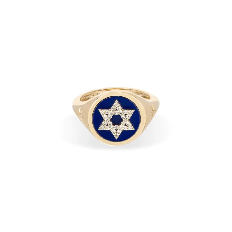 Ceramic + Pavé Star of David Signet Ring sold by Adina Reyter