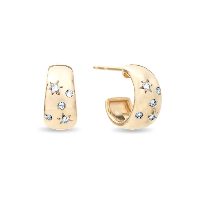 Celestial Diamonds Wide Huggie Hoops sold by Adina Reyter