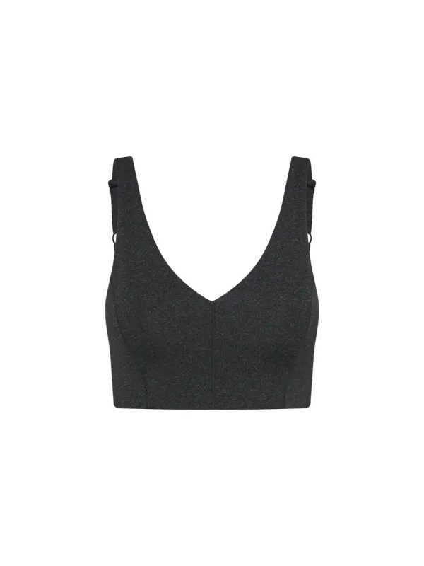 V Neck Support Bra - Black Marle sold by Bondi Active
