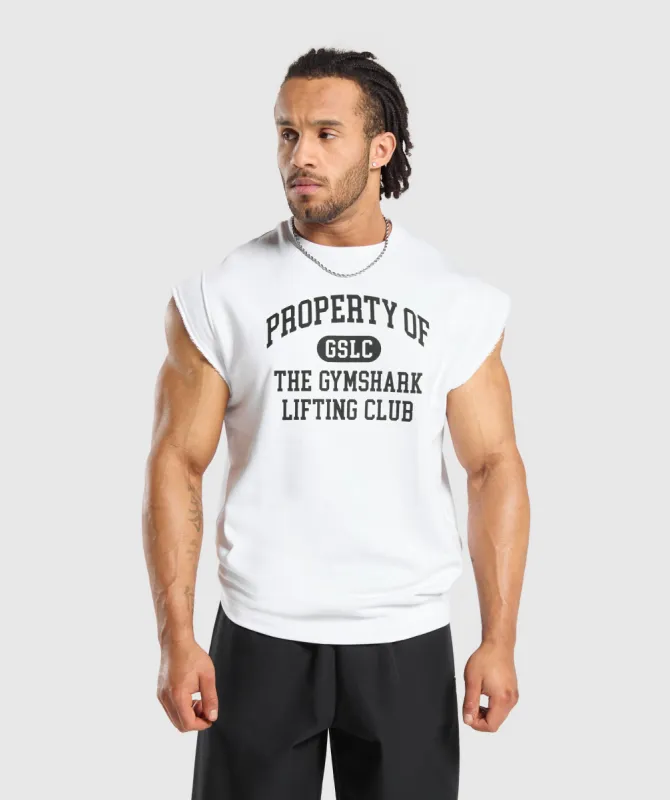Gymshark Graphic Cut Off Tank- White sold by Gymshark