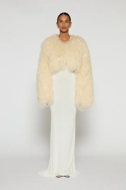Becca Cropped Shearling Jacket sold by DUCIE