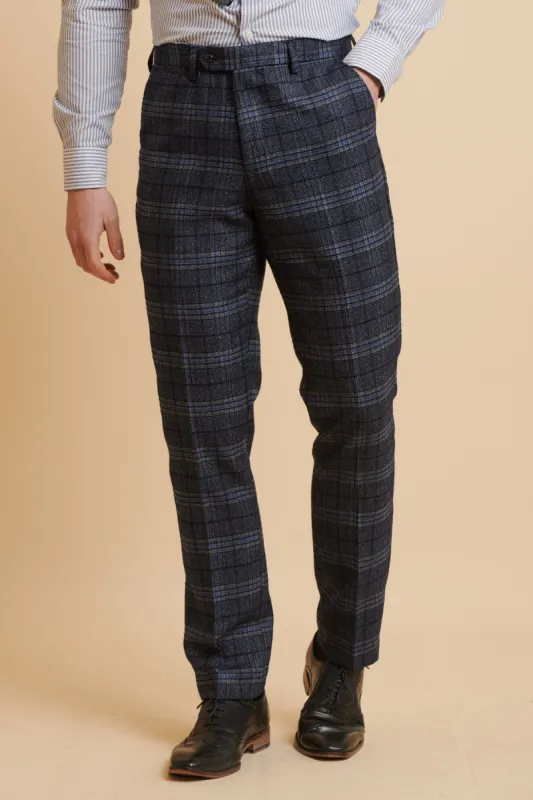 ANDY - Blue Check Trousers sold by Marc Darcy