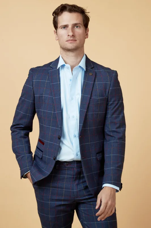 DRAKE - Navy Check Blazer sold by Marc Darcy