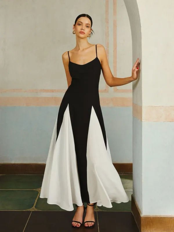 ワンピース [0tape] ASYMMETRY COLOR BLOCK DRESS Color Block Spaghetti Strap Long Dress | Parallel