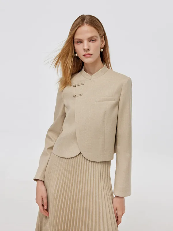 Crystal Peplum Jacket H-line Skirt Two-Piece Set (3色) 2pc Business Suits Belted Peplum Blazer Jacket and Pencil