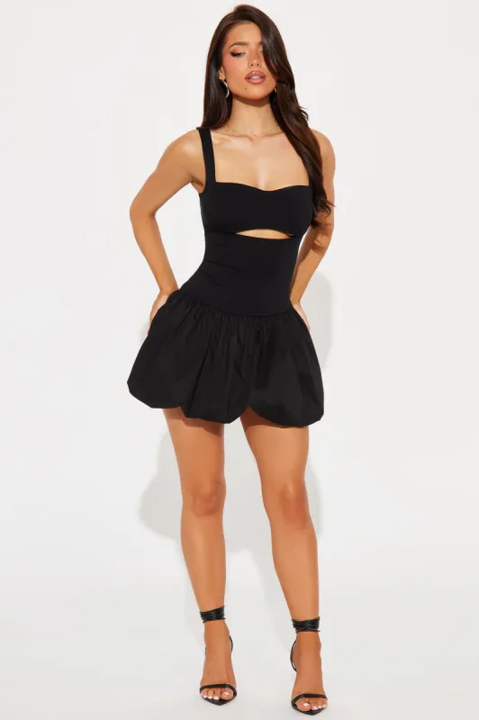 Evie Bubble Mini Dress - Black sold by Fashion Nova