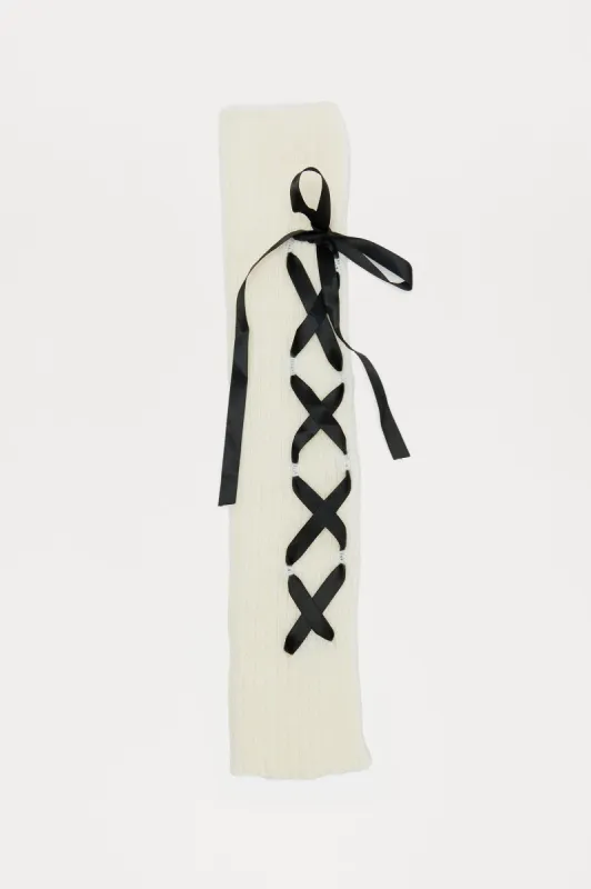Caught In A Tie Leg Warmers - Ivory/combo sold by Fashion Nova