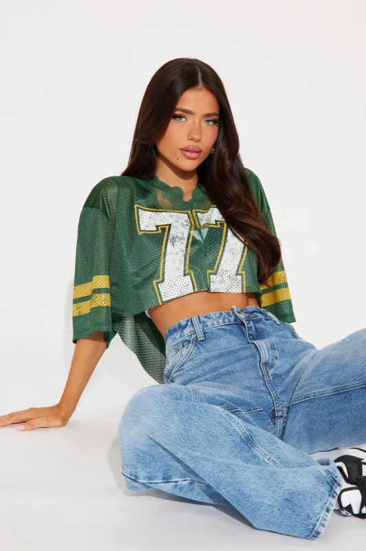 Game Winner Cropped Jersey - Hunter sold by Fashion Nova