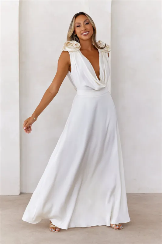 Romance In Roses Maxi Dress Cream sold by Hello Molly