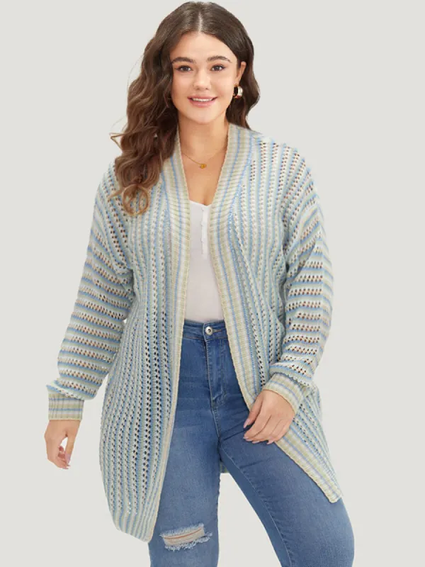 Contrast Geo Eyelet Drop Shoulder Cardigan sold by Bloomchic