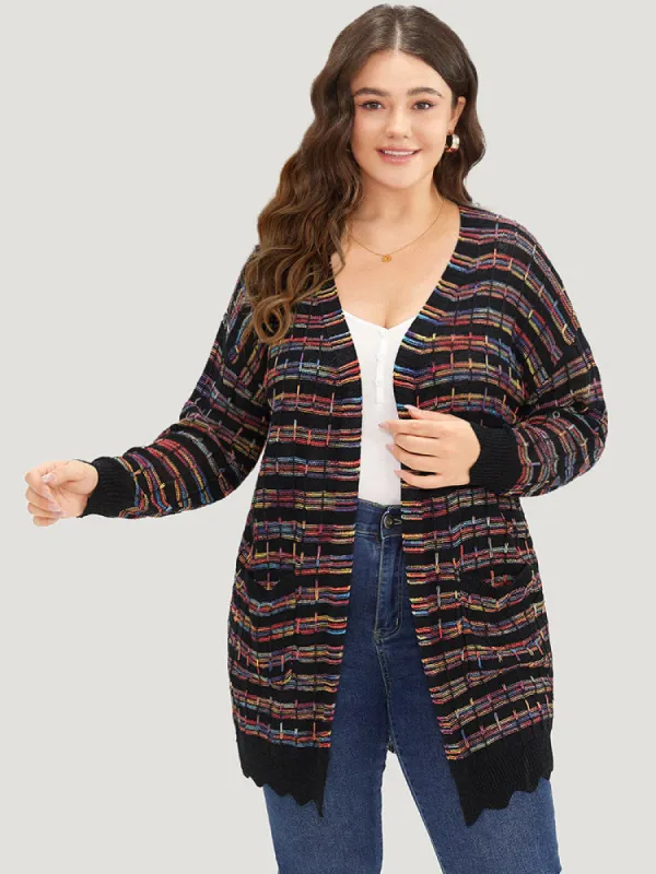 Ombre Patched Pocket Guipure Lace Cardigan sold by Bloomchic