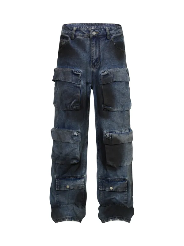 Thesupermade High Street Hip-hop Distressed Washed Work Jeans sold by Thesupermade