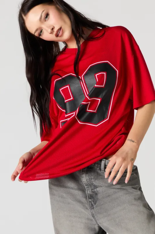 99 Graphic Mesh Jersey sold by Charlotte Russe