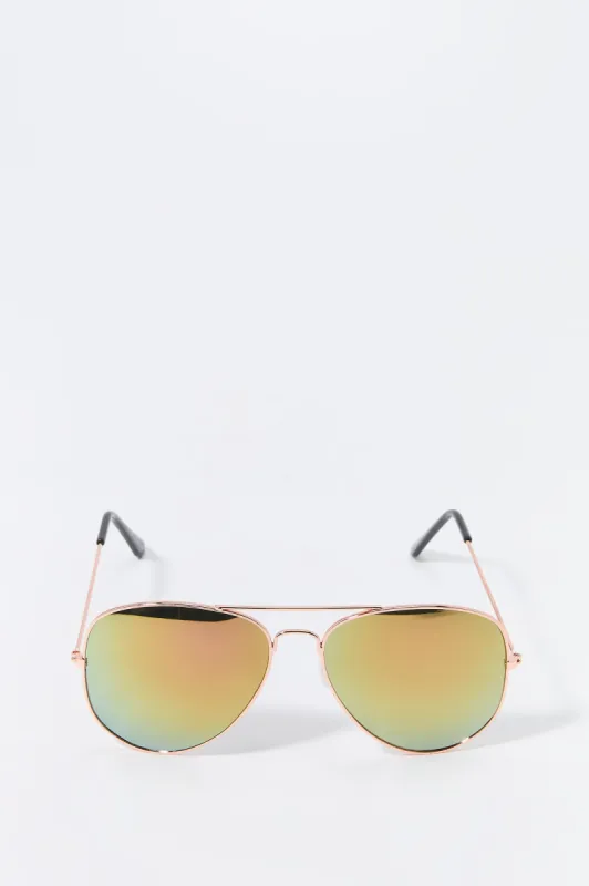 Rose Gold Aviator Sunglasses sold by Charlotte Russe