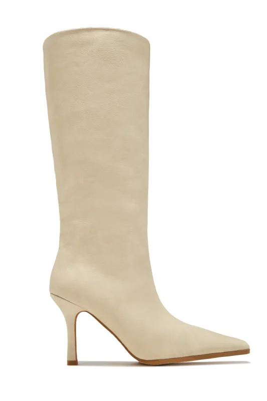 Kianza Heel Boots - Bone sold by Miss Lola